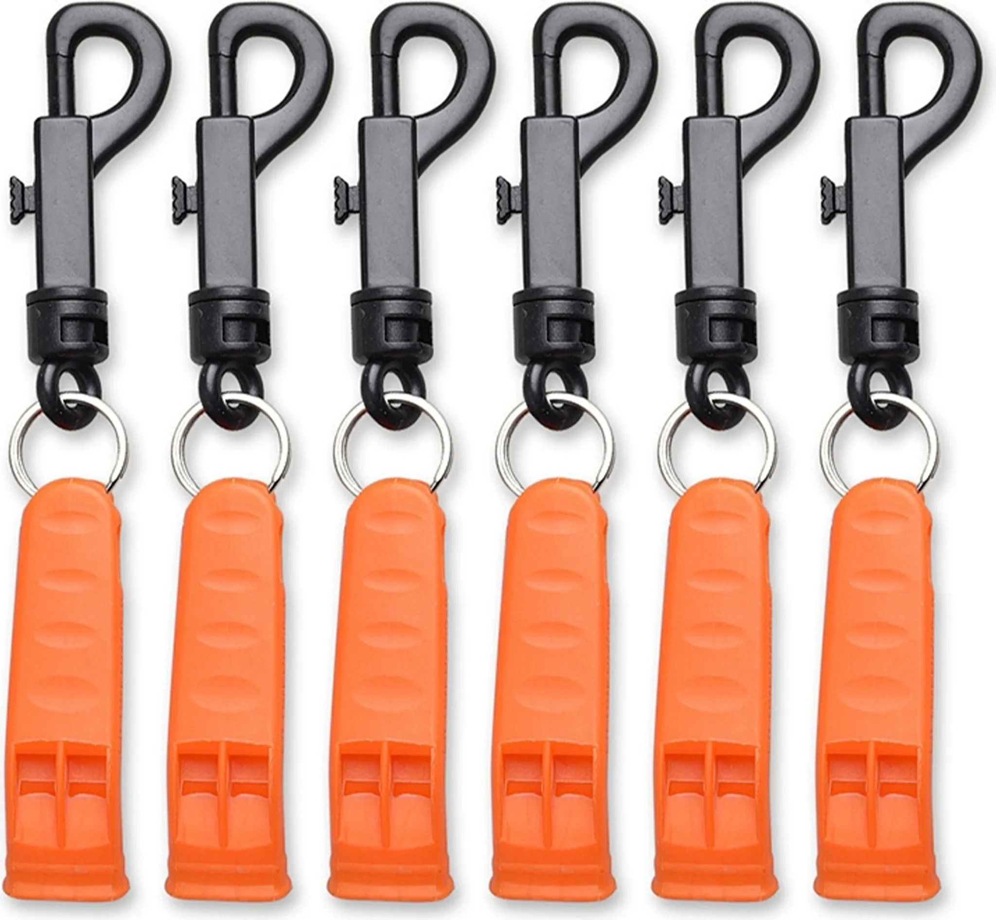 6 Stück Notfall-Signalpfeifen mit Haken – Outdoor Sicherheits-& Überlebenspfeifen