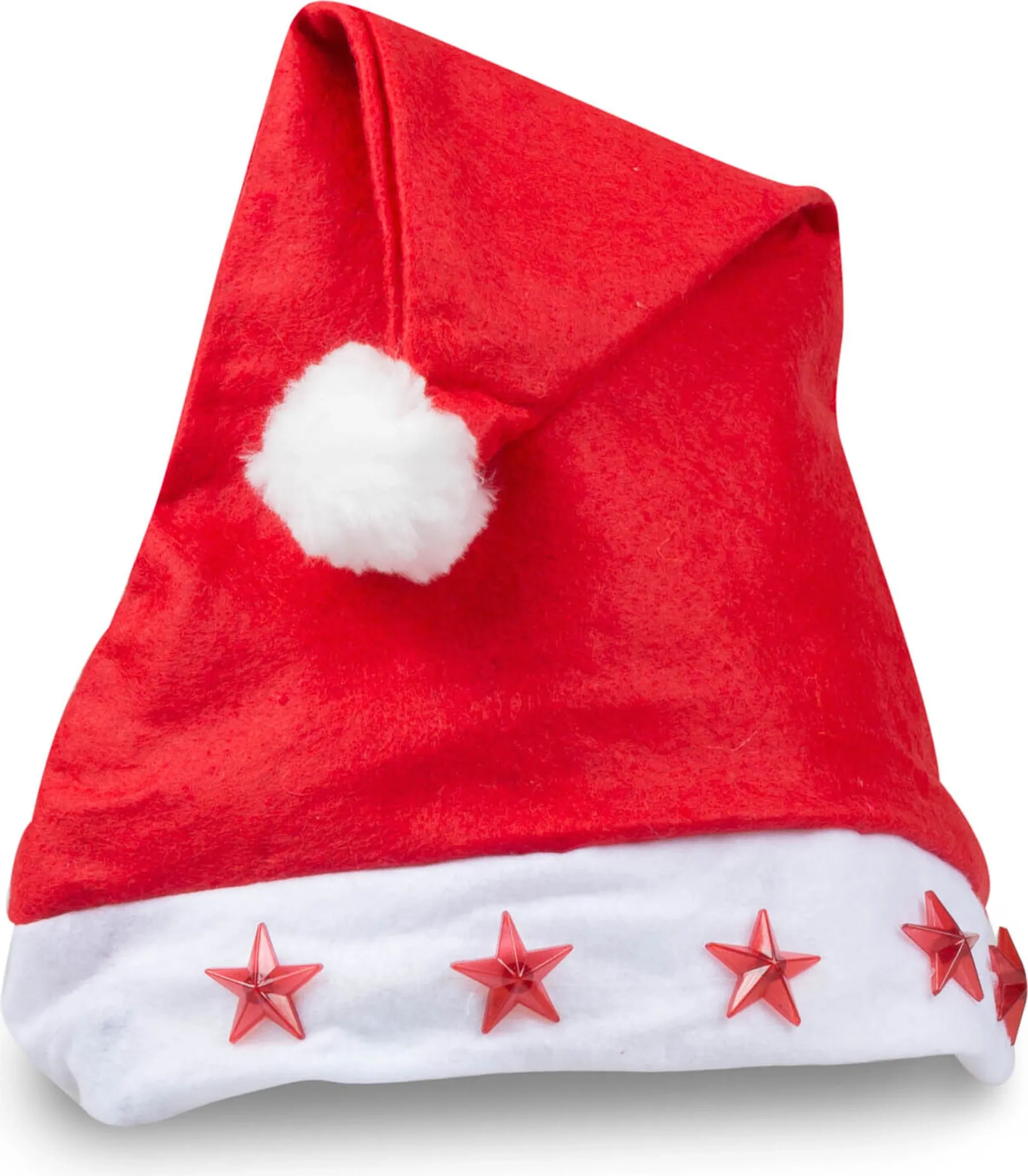 FSH Weihnachtsmützen 24er-Set – Nikolausmütze mit LED-Sternen