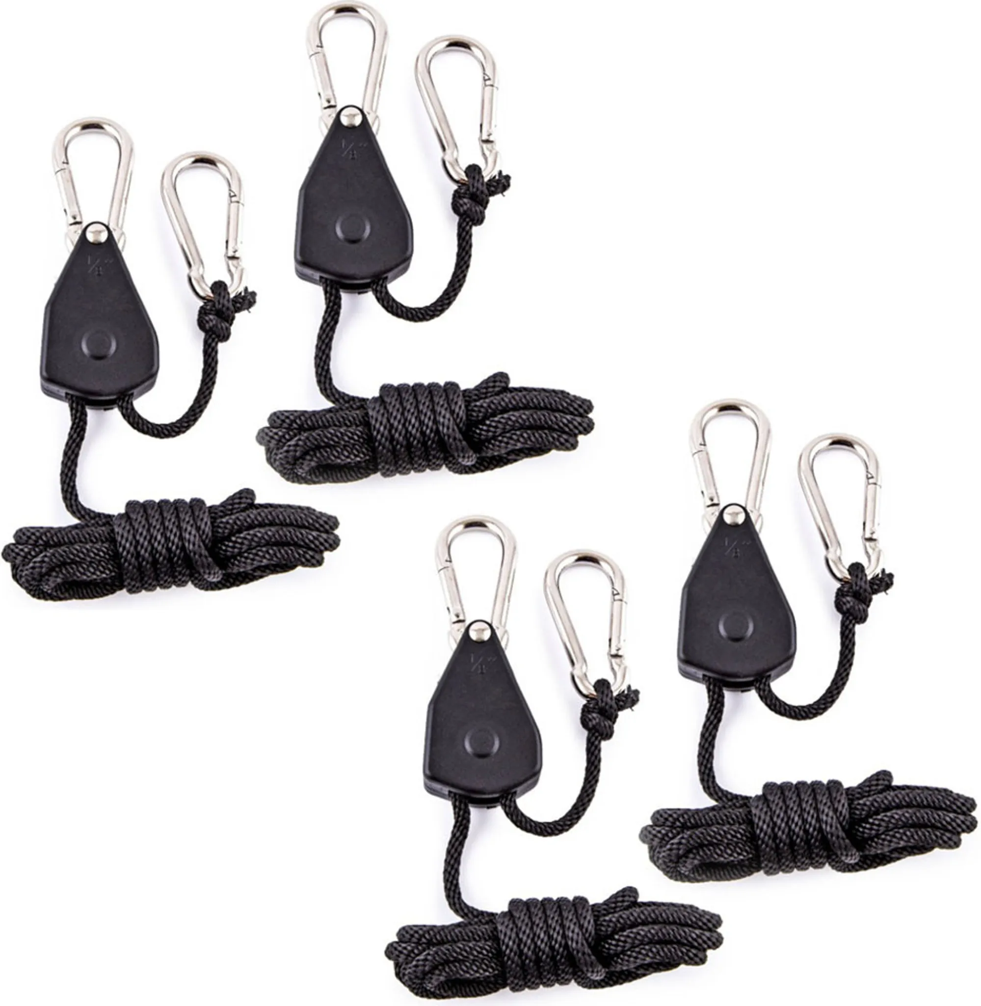 Camping-Seilschnalle mit verstellbarer Länge – 2 m Hebeseil Set, 4 Stück (max. 75 kg)