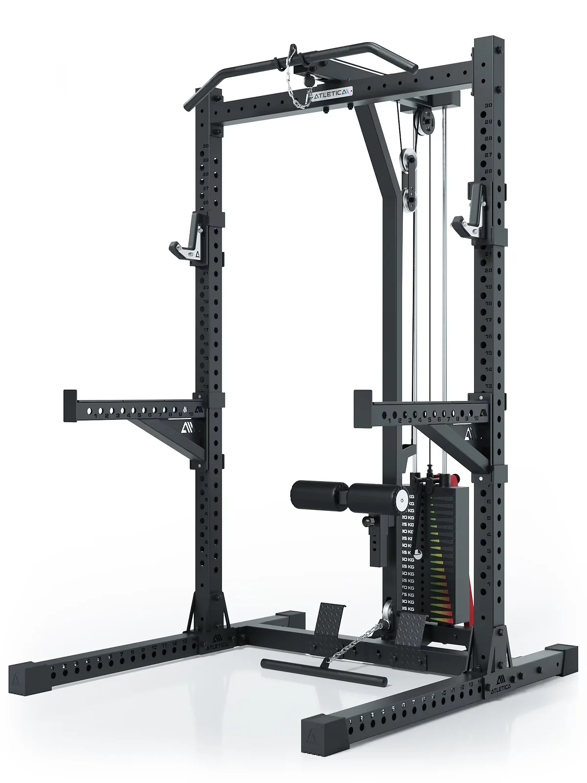 Atletica R7 Rider – Squat Rack mit Steckgewichten & Latzug, 223 cm