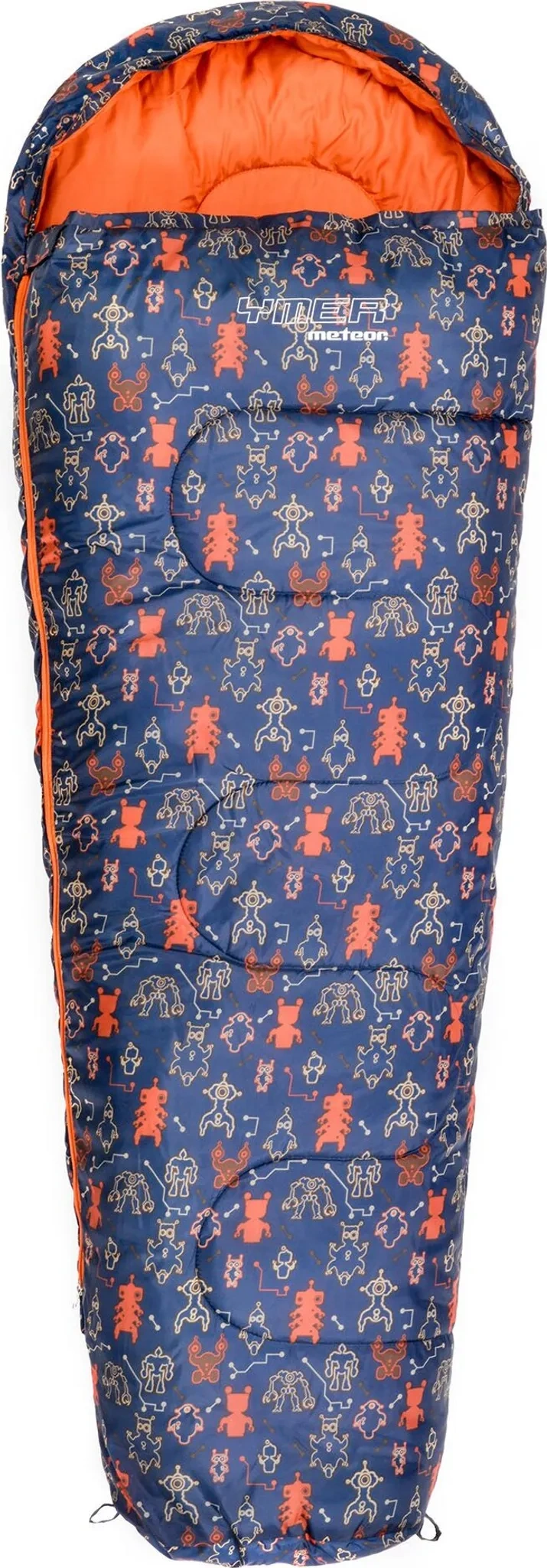 Meteor Ymer Premium Kinderschlafsack mit Rucksack – „Robot“ Design (155 × 60 cm)