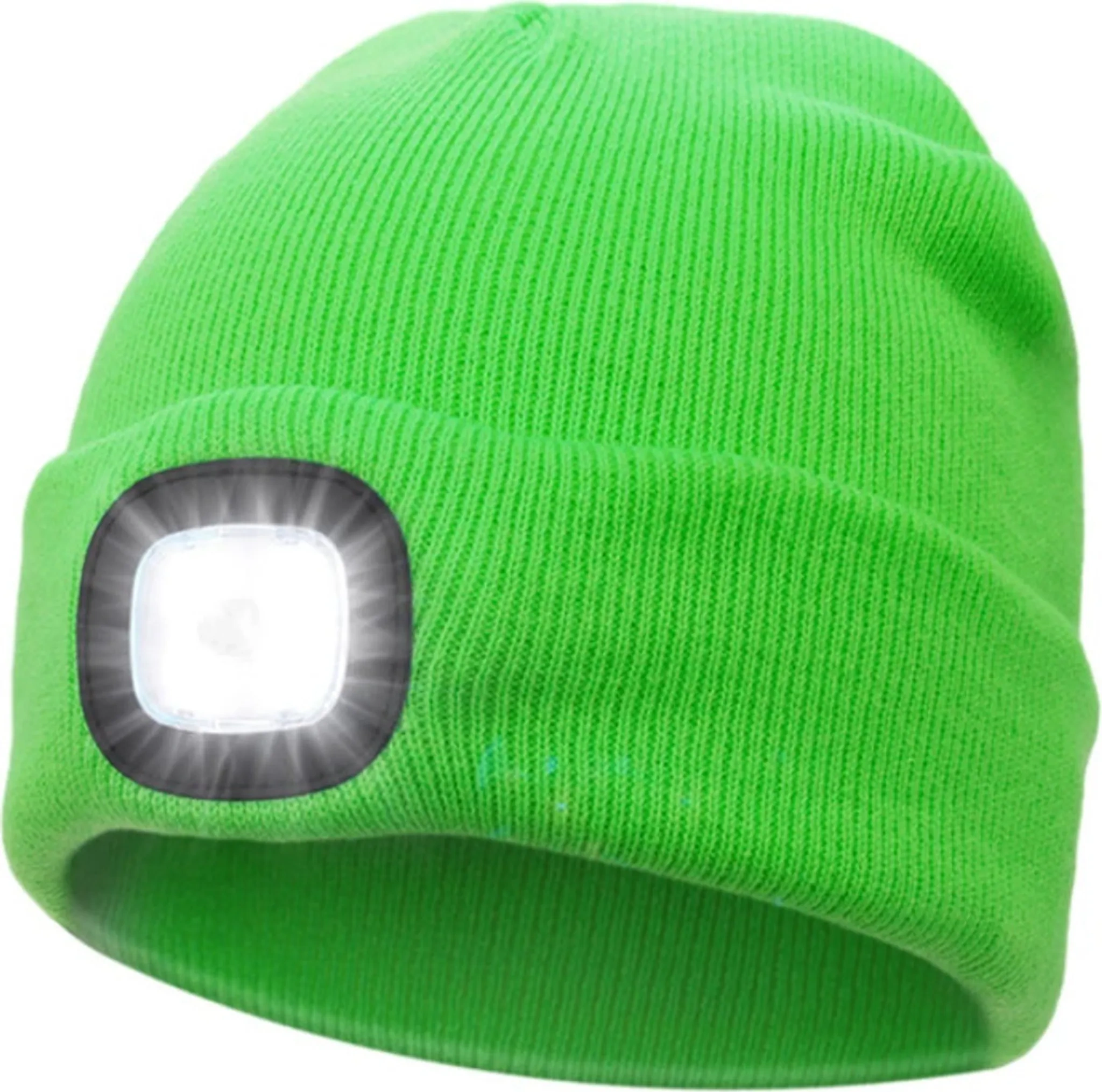 Akokie LED-Strickmütze mit Licht – USB-aufladbare Wintermütze Unisex, Grün